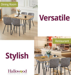 Hallowood Furniture Cullompton Large Dining Table 120Cm With 4 Taupe Leather Effect Chairs - thumbnail 7
