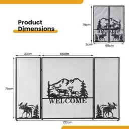 Costway 3-Panel Fireplace Folding Spark Guard Screen Decorative Mesh Fireplace Barrier - thumbnail 3