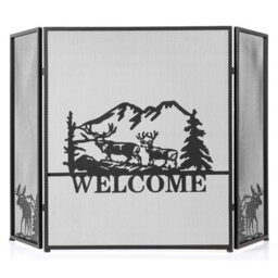 Costway 3-Panel Fireplace Folding Spark Guard Screen Decorative Mesh Fireplace Barrier - thumbnail 2