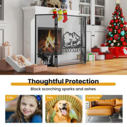 Costway 3-Panel Fireplace Folding Spark Guard Screen Decorative Mesh Fireplace Barrier - thumbnail 7
