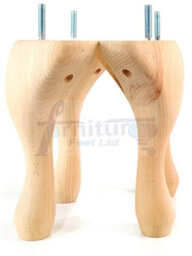L&F Queen Anne Wooden Legs 150mm High Set Of 4 Raw Wood Replacement Furniture Feet Chairs Sofas Footstools M10 (10mm) - thumbnail 5