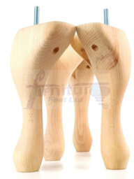 L&F Queen Anne Wooden Legs 150mm High Set Of 4 Raw Wood Replacement Furniture Feet Chairs Sofas Footstools M10 (10mm) - thumbnail 6