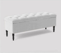 150Cm Swiss Chesterfield Ottoman Storage Bench- Plush Velvet Shoe Bench - White Upholstery Footstool With Storage - thumbnail 3