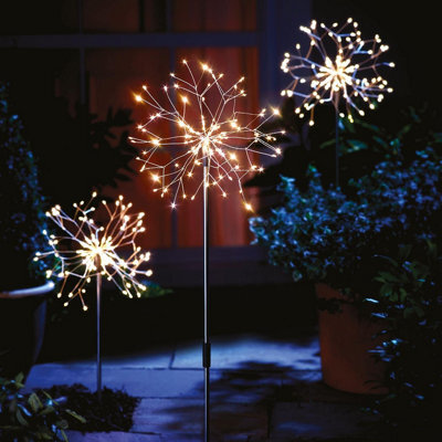 Dandelion Stake Light - Battery Powered Weatherproof Flower Design Outdoor Garden Lighting With 120 Leds & Timer - H80 X 26Cm