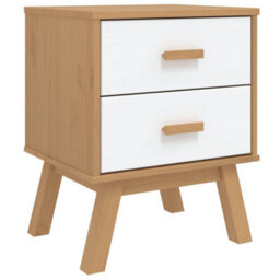 Berkfield Bedside Cabinet Olden White And Brown Solid Wood Pine - thumbnail 2