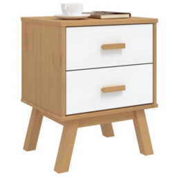 Berkfield Bedside Cabinet Olden White And Brown Solid Wood Pine - thumbnail 5