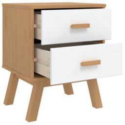 Berkfield Bedside Cabinet Olden White And Brown Solid Wood Pine - thumbnail 6