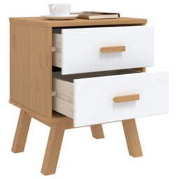 Berkfield Bedside Cabinet Olden White And Brown Solid Wood Pine - thumbnail 4