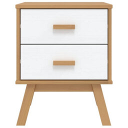 Berkfield Bedside Cabinet Olden White And Brown Solid Wood Pine - thumbnail 7