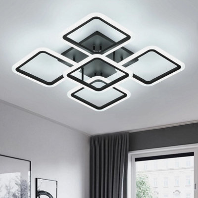 61W Led Ceiling Light Modern Chandeliers 6500K Black 5 Heads Square Living Room - image 1
