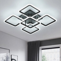 61W Led Ceiling Light Modern Chandeliers 6500K Black 5 Heads Square Living Room - thumbnail 1