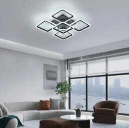 61W Led Ceiling Light Modern Chandeliers 6500K Black 5 Heads Square Living Room - thumbnail 2