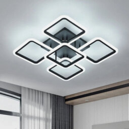 61W Led Ceiling Light Modern Chandeliers 6500K Black 5 Heads Square Living Room - thumbnail 5