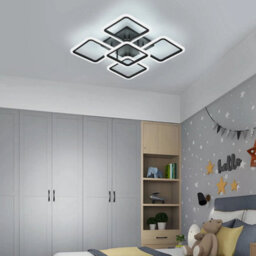 61W Led Ceiling Light Modern Chandeliers 6500K Black 5 Heads Square Living Room - thumbnail 3