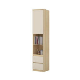 Arte Terra 84 Storage Cabinet 45Cm Oak Lindberg & Beige, Slim Bedroom Cabinet With Hinged Door, Shelves & Drawers - thumbnail 5