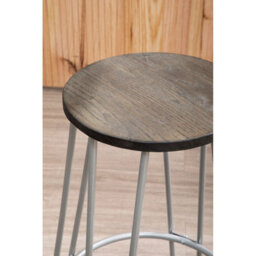 Orsina Set Of 3 Silver Frame Bar Table Stool Set , Hairpin Stool For Kitchen Counter, Elm Wood Metal Frame Stool - thumbnail 7