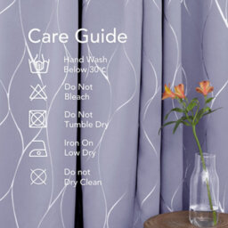 Deconovo Thermal Insulated Blackout Curtains Silver Wave Line Foil Printed Eyelet Curtains Light Purple W46 X L72 Inch One Pair - thumbnail 7