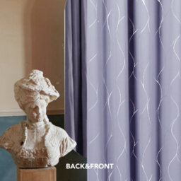 Deconovo Thermal Insulated Blackout Curtains Silver Wave Line Foil Printed Eyelet Curtains Light Purple W46 X L72 Inch One Pair - thumbnail 6