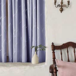 Deconovo Thermal Insulated Blackout Curtains Silver Wave Line Foil Printed Eyelet Curtains Light Purple W46 X L72 Inch One Pair - thumbnail 2