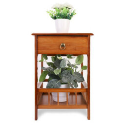 2 Tier Anti-Drop Bedside Sofa End Table Telephone Photo Plant Stand Shelilves W - thumbnail 3