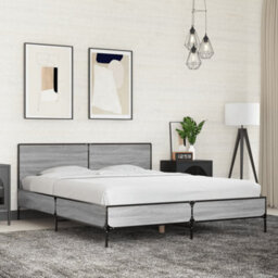Berkfield Bed Frame Without Mattress Grey Sonoma 150X200 Cm King Size - thumbnail 1