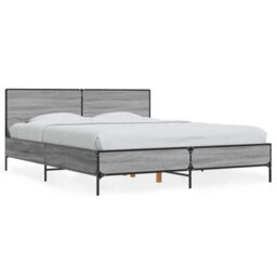Berkfield Bed Frame Without Mattress Grey Sonoma 150X200 Cm King Size - thumbnail 2