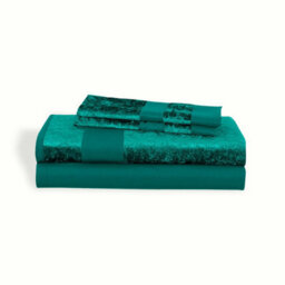 Casabella Luxury Crushed Velvet Panel Band Duvet Cover Sets With Pillow Case Single Duvet Cover Bedding Set Jade - thumbnail 5