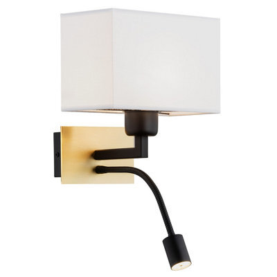 Luminosa Lighting Luminosa Bill Reading Wall Light White, Brushed Brass, Black Matt 3000K - image 1
