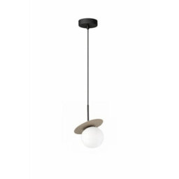 Luminosa Lighting Luminosa Aura Globe Pendant Ceiling Light Black, Beige White Glass Shade 1X E27 - thumbnail 1