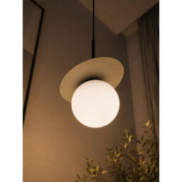 Luminosa Lighting Luminosa Aura Globe Pendant Ceiling Light Black, Beige White Glass Shade 1X E27 - thumbnail 3