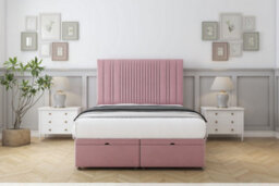 "Comfort The Foxy Pink Plush Ottoman Bed With Mattress With 26"" Strutted Headboard 4' Small Double"