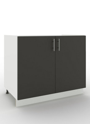 Jd Greta Adjustable Legs Kitchen Sink Unit 1000mm Cabinet With Doors - Dark Grey Matt - image 1