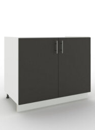Jd Greta Adjustable Legs Kitchen Sink Unit 1000mm Cabinet With Doors - Dark Grey Matt - thumbnail 1