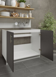 Jd Greta Adjustable Legs Kitchen Sink Unit 1000mm Cabinet With Doors - Dark Grey Matt - thumbnail 3