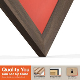 "AK Frames 25X17"" Walnut Sleek Vinyl Record Frame With Poppy Red Mount For 12 Inch Lp Cover & Disc - Overlapped Design" - thumbnail 3
