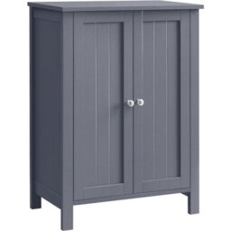 Songmics Freestanding Bathroom Cabinet Storage Cupboard Unit With 2 Doors And 2 Adjustable Shelves, Grey Bcb60Gy - thumbnail 2