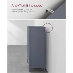 Songmics Freestanding Bathroom Cabinet Storage Cupboard Unit With 2 Doors And 2 Adjustable Shelves, Grey Bcb60Gy - thumbnail 6