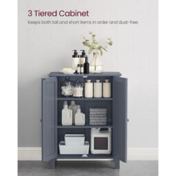 Songmics Freestanding Bathroom Cabinet Storage Cupboard Unit With 2 Doors And 2 Adjustable Shelves, Grey Bcb60Gy - thumbnail 5
