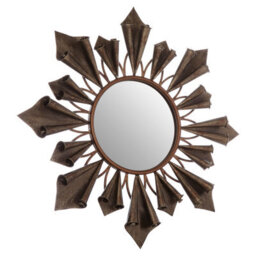 Orsina Starburst Frame Wall Mirror With Antique Gold Reliefs, Statement Mirror For Stairway, Sculpted Round Mirror - thumbnail 2