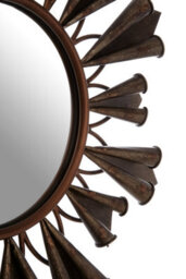 Orsina Starburst Frame Wall Mirror With Antique Gold Reliefs, Statement Mirror For Stairway, Sculpted Round Mirror - thumbnail 4