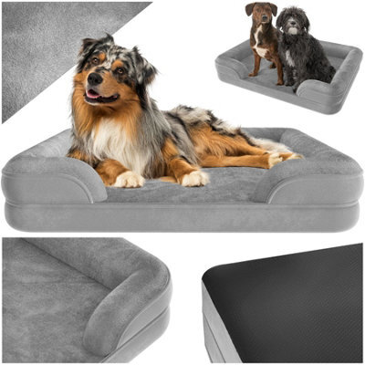 Tectake Dog Bed Kimba - Orthopaedic, Thick Padding, Raised Edge, Washable Cover Xl (112 X 85 X 18 Cm) - Grey - image 1