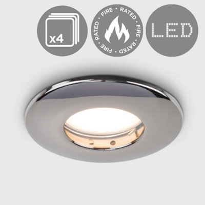 Valuelights Downlight Fire Rated Ip65 Black Chrome Ceiling Light Fitting 4 Pack - image 1