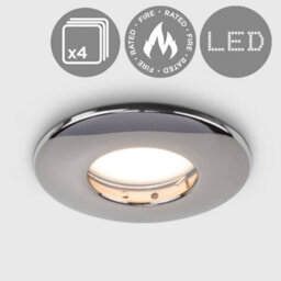 Valuelights Downlight Fire Rated Ip65 Black Chrome Ceiling Light Fitting 4 Pack