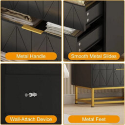Black Modern Wooden Chest Of Drawers Tall Wide 4 Drawer Bedroom Furnitures Cabinet - thumbnail 5