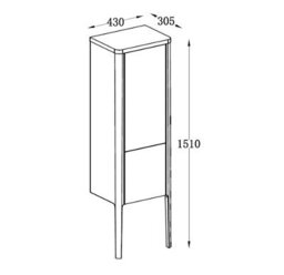 Plum&clay Sutton Blue Grey Floor Standing Tall Bathroom Storage Cabinet (H)1510mm (W)430mm - thumbnail 4