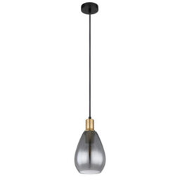 Luminosa Lighting Luminosa Fanni Dome Pendant Ceiling Light Matt Black Smoke Glass Shade 1X E27 - thumbnail 2