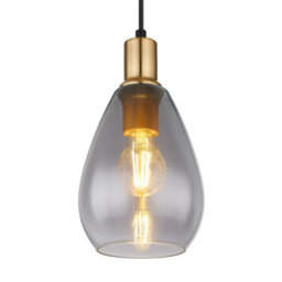 Luminosa Lighting Luminosa Fanni Dome Pendant Ceiling Light Matt Black Smoke Glass Shade 1X E27 - thumbnail 3