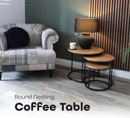 Divchi Round Nesting Set Of 3, Modern Wooden Look With Metal Base Coffee Side Tables For Small Spaces - thumbnail 2