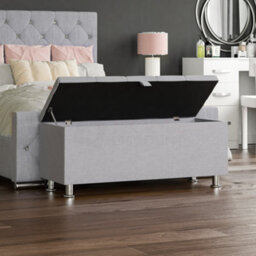 Lassic Vida Designs Valencia Storage Ottoman Light Grey Linen Storage Ukfr Bench Chest Bedroom Living Room 