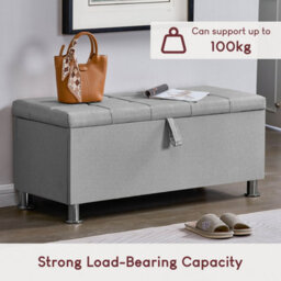 Lassic Vida Designs Valencia Storage Ottoman Light Grey Linen Storage Ukfr Bench Chest Bedroom Living Room  - thumbnail 7